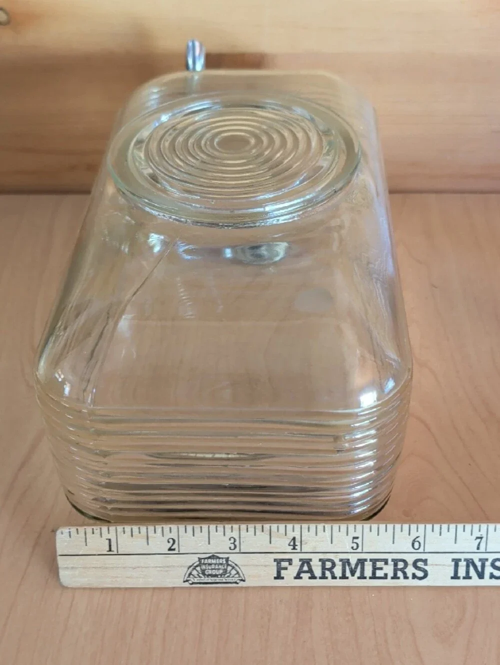 Antique Ribbed Clear Glass and Chrome Water Dispenser with Lid -